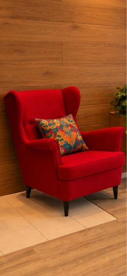 Ikea red Strandmon Wing  Chair