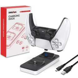innoAura PS5 Controller Charger Station, Dual PS5 Charging Station with Removable Type C Charging Port