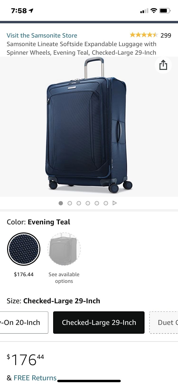 Samsnoite Softside Luggage With Spinner Wheels Large 29 inches Height And 20 inches Width Used Like New
