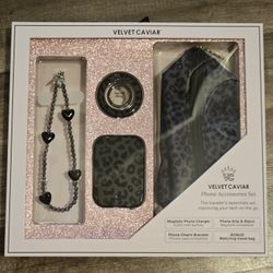 Velvet Caviar Phone Accessories Gift Set compatible with MagSafe iPhone Cases - Black Leopard