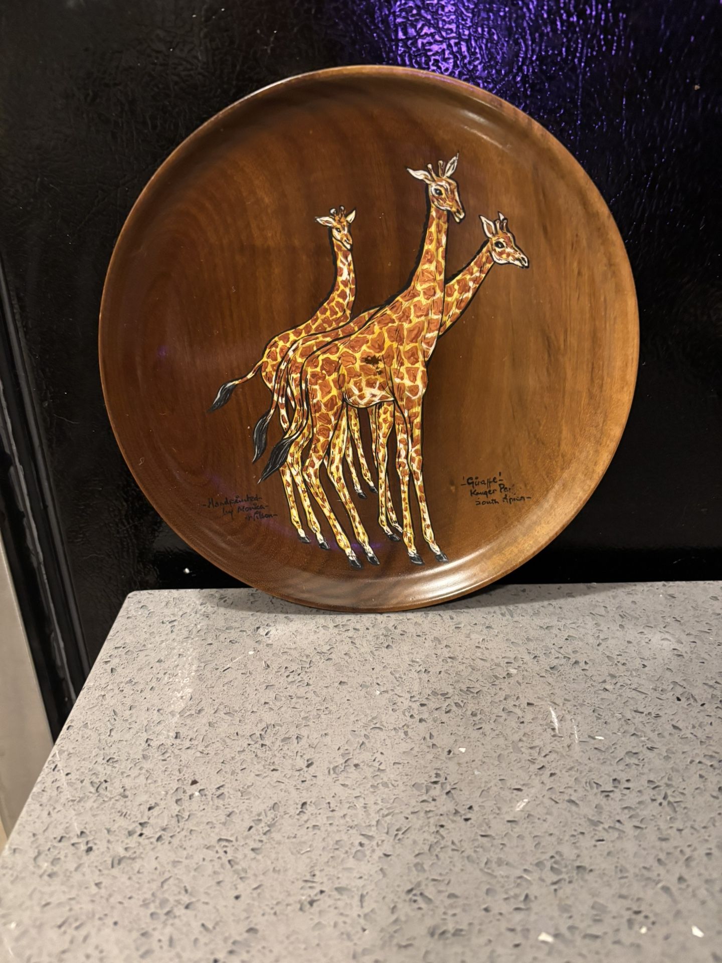 Wooden Giraffe Painted plate