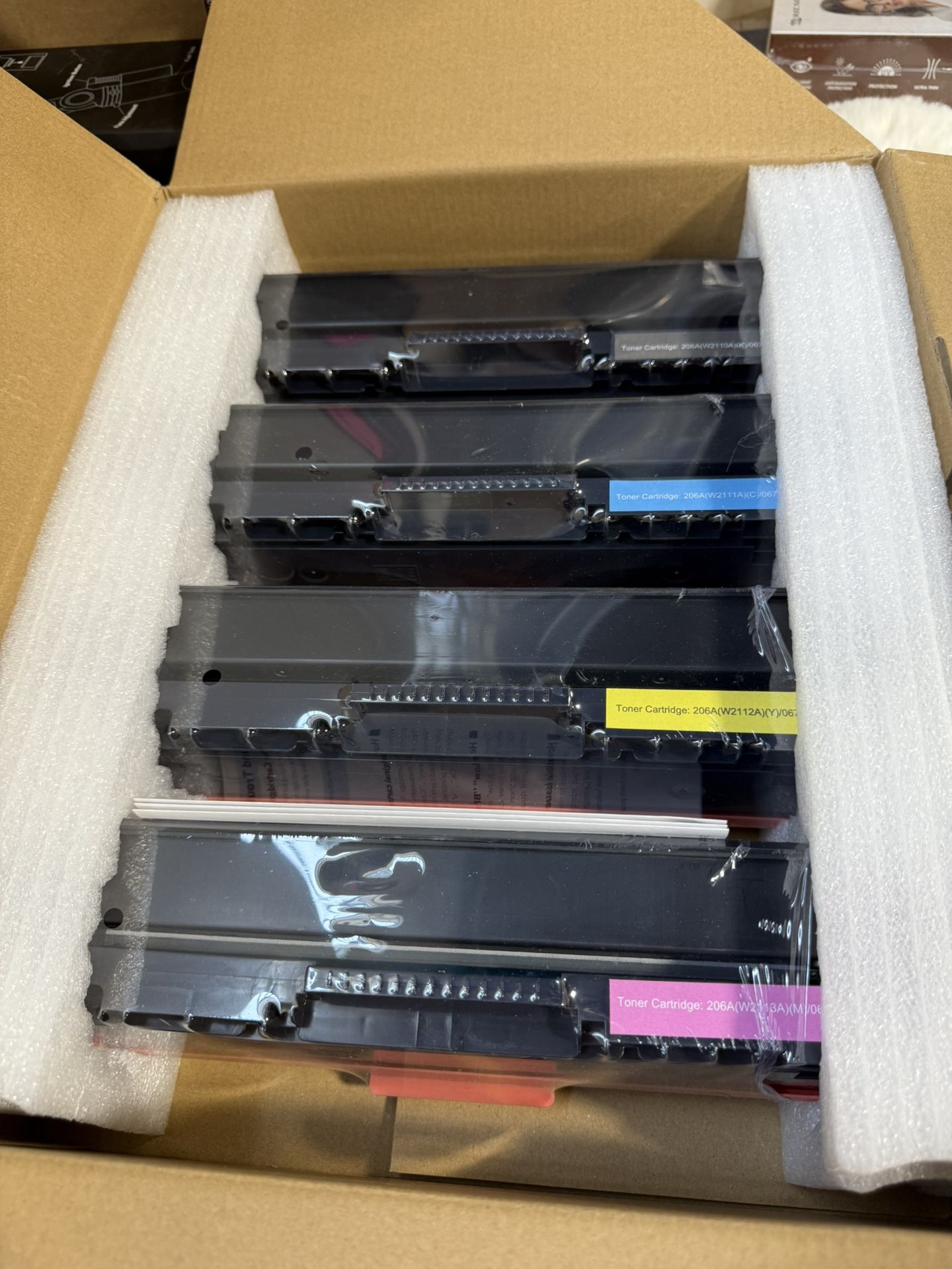 4 Pack 206A Toner Cartridge (with Chip) Compatible with HP 206A 206X for Color Laserjet Pro MFP M283fdw M283cdw M283fdn M282nw Pro M255dw M255nw M283