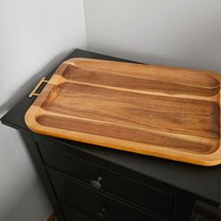 Wood Serving Tray with Gold Handles – Modern + Clean ✨