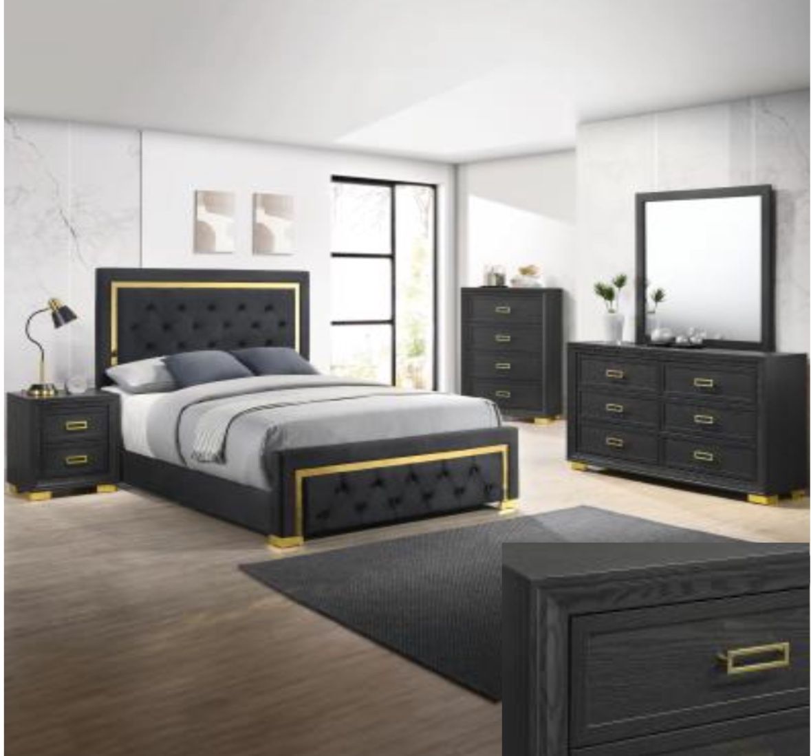 4 Pc Bedroom set Dresser,Mirror Nightstand (1) Queen size bed frame Not including Mattress and Box Sp,All Products : American Fashion Style Bags On Sale