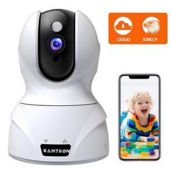 Wireless Security Camera KAMTRON Wifi Security Surveillance 1080P HD 2 Way Audio Night Vision IP Camera Motion Detection Home Baby Monitor Black
