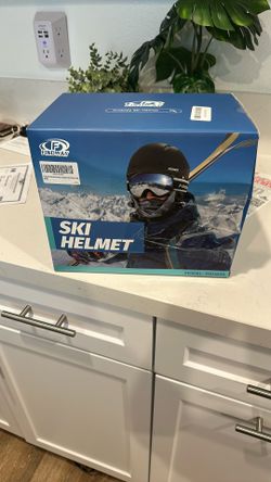 ski helmet and goggles