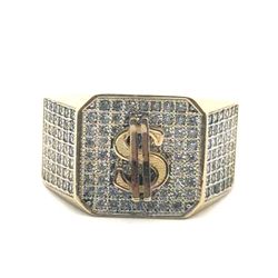 Men’s 14k Yellow Gold CZ Cubic Zirconia Dollar Sign Ring Size 9.5 GP3127491