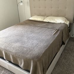 Queen Size Bed With Matress  Included .beige Color Like New. Need To Move A.S..A.P