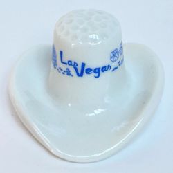 Vintage Las Vegas Porcelain Cowboy Hat Souvenir Thimble