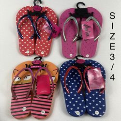 Aviva heart, cat or watermelon Flip flops sandals kids sz XL (3-4) new