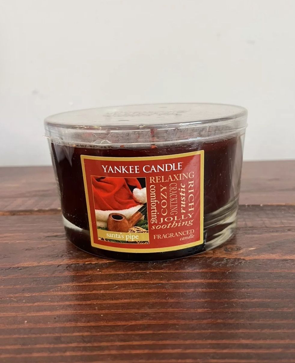 New Yankee Candle Christmas Santa's Pipe Large 3 Wick Jar 17 Oz Ounce 40-50 Hrs