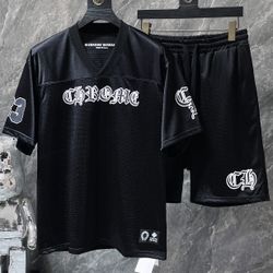Chrome Black Heart Off White Jersey Top And Shorts Set Trapstar Las Vegas Raiders Small S Medium M Large L XL