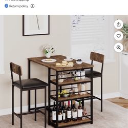  Cabilhome Bar Dining Table For Two With Two Upholstery Chairs 