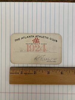 1924 Atlanta Athletic Club Membership Card