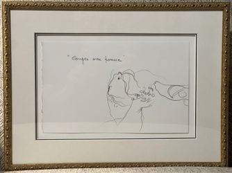 Framed Art: Alvar Suñol - Couple Avec Pomme (Woman & Dove)