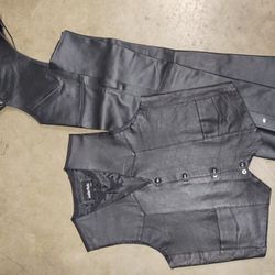 Leather Rider Vest and Pants
