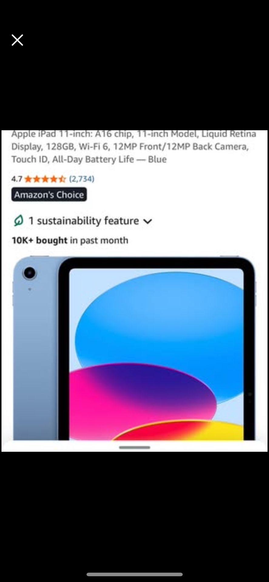 Apple iPad 11-inch (2024, A16 Chip) - 128GB, Wi-Fi - Blue.