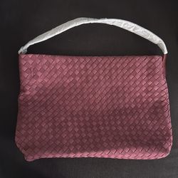 Burgundy Woven Shoulder Bag