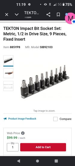 [Brand New] Tekton 12point 1/2 tork socket set