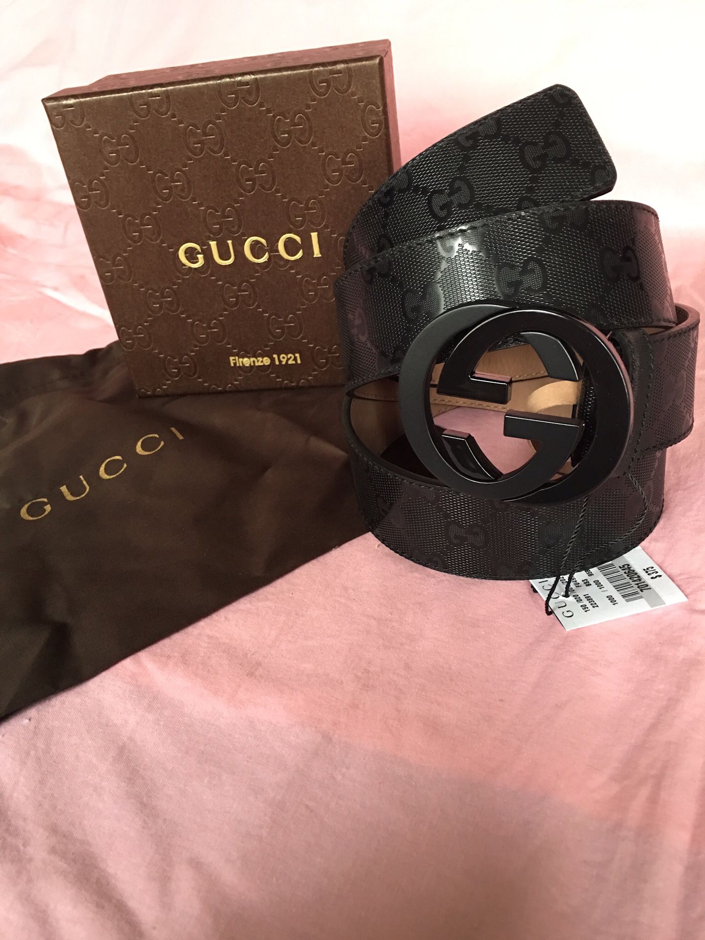 Gucci Black Imprime Belt 95/38 + more sizes available