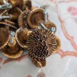 furniture handles have a gold tone with a relief image of a pineapple