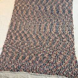 Vintage Handmade Crochet Afghan Blanket 53x68 Multicolor Throw Boho Scalloped