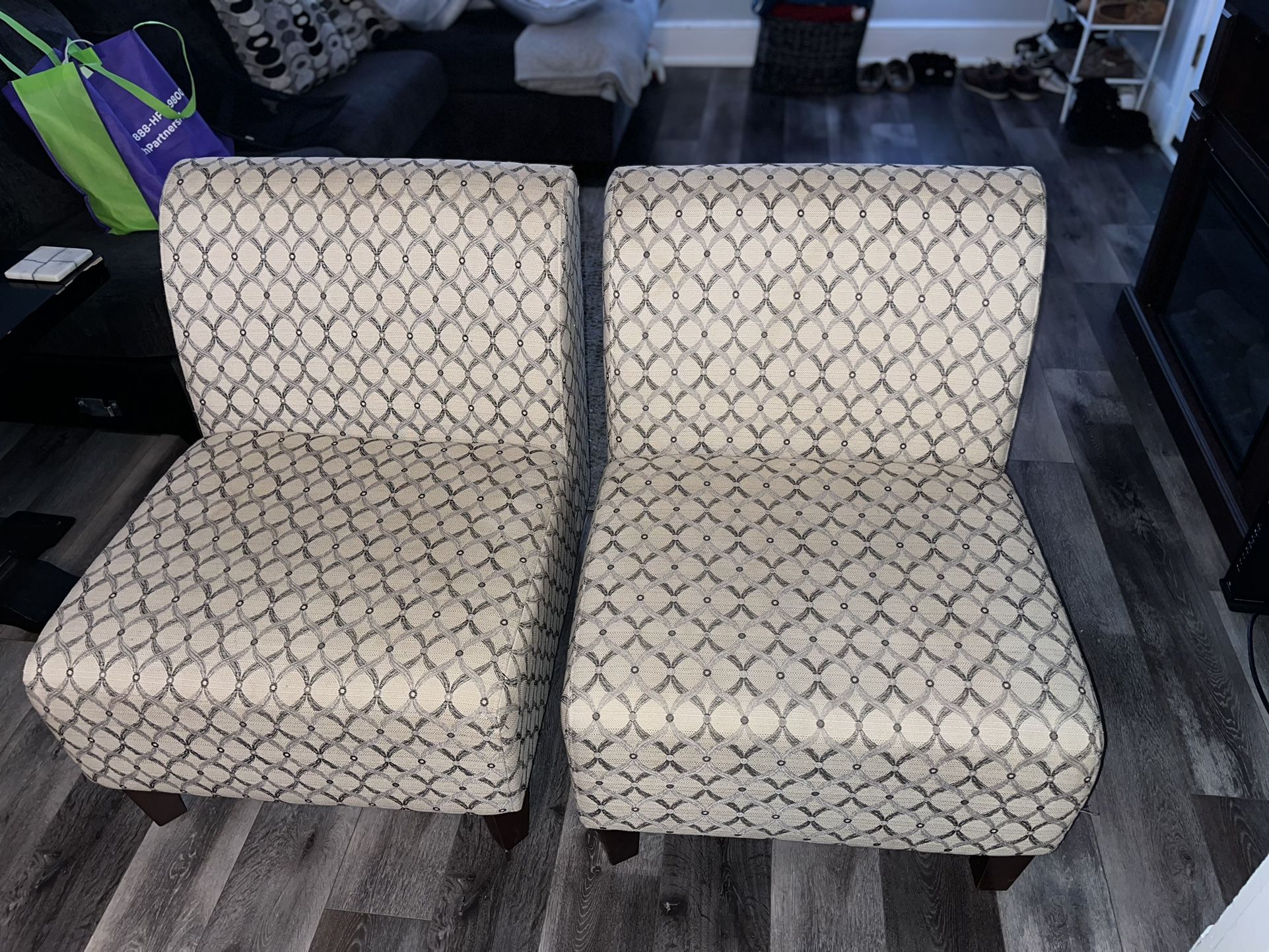 Set Of 2 Accent Chairs + Side Table