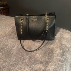 KATE SPADE Black Leather Satchel  Color Black Gold Shoulder  Bag 👍🏻
