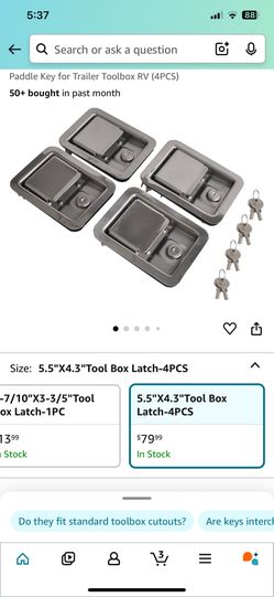 FGJQEFG Stainless Steel Door Lock Handle Latch Large 5.5 Inches Paddle Key For Trailer Toolbox RV (4PCS)