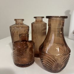 Amber Glass Bud Flower Vases