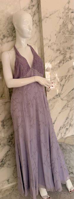SCALA Lavender Silk Beaded Halter Evening Gown – Size L