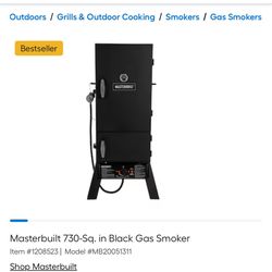 Masterbuilt 730-Sq. in Black Gas Smoker
