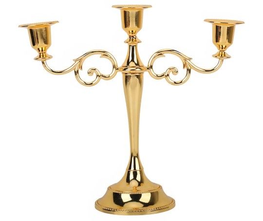 Gold 3 Arms Metal Candelabra Candlestick