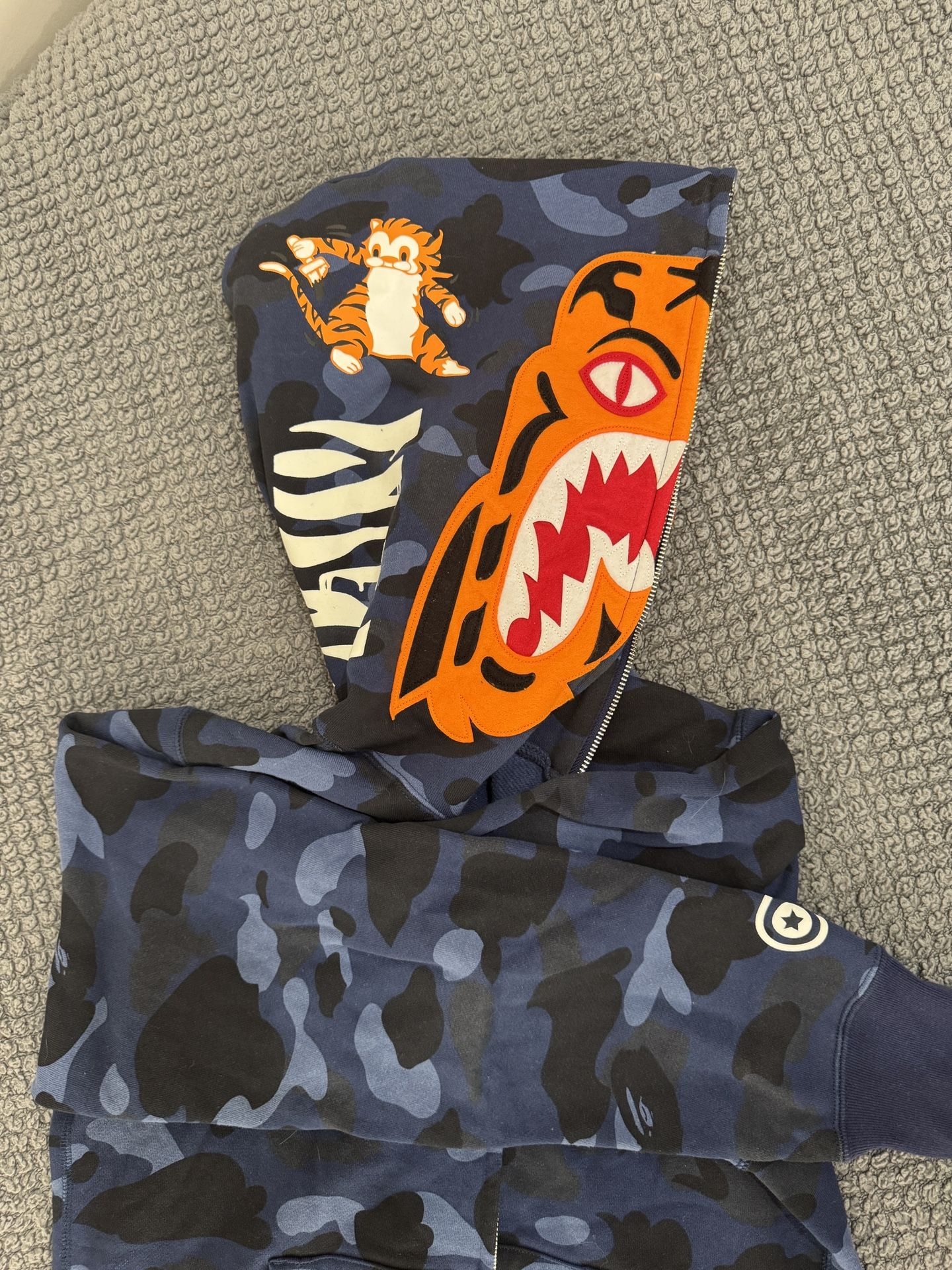 Bape Navy Blue Camo Tiger Hoodie Size M