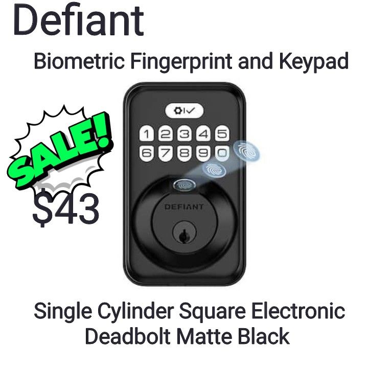 Defiant
Single Cylinder Square Electronic Deadbolt Matte Black with Biometric Fingerprint and Keypad