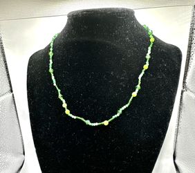 16" Green Beaded Crystal Necklace