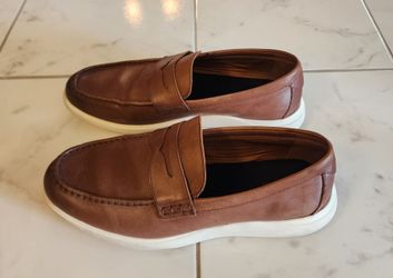 Cole Haan Grand Plus Essex Wedge Brown Leather Penny Loafers