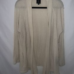 Ladies Womens XL x-large B Collection by Bobeau tan waffle open cardigan sweater 