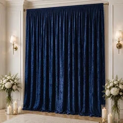 Navy Blue Velvet Backdrop Curtain 10ft x 16ft Backdrop with Rod Pocket, 70% Blackout