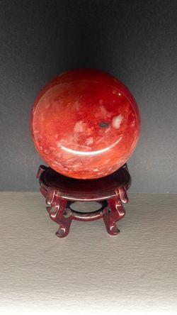 (Haunted)Red fused quartz Large Crystal sphere with stand