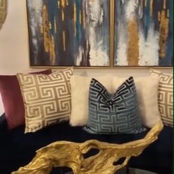 Living ROOM Signature Design By Ashley Dinorah Hand Painted Abstract Canvas Wall Art,