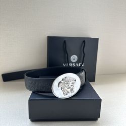  VERSACE Medusa Belt Black/Silver Leather/Metal