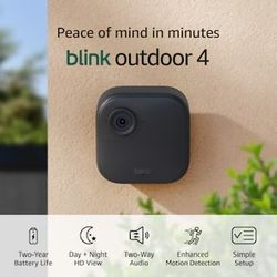 Blink Outdoor 4 - Wireless smart security camera, two-year battery life, 1080p HD day and infrared night live