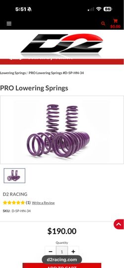 D2 Racing PRO Lowering Springs Set