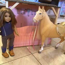 ORIGINAL AMERICAN GIRL DOLL with Barn & Horse