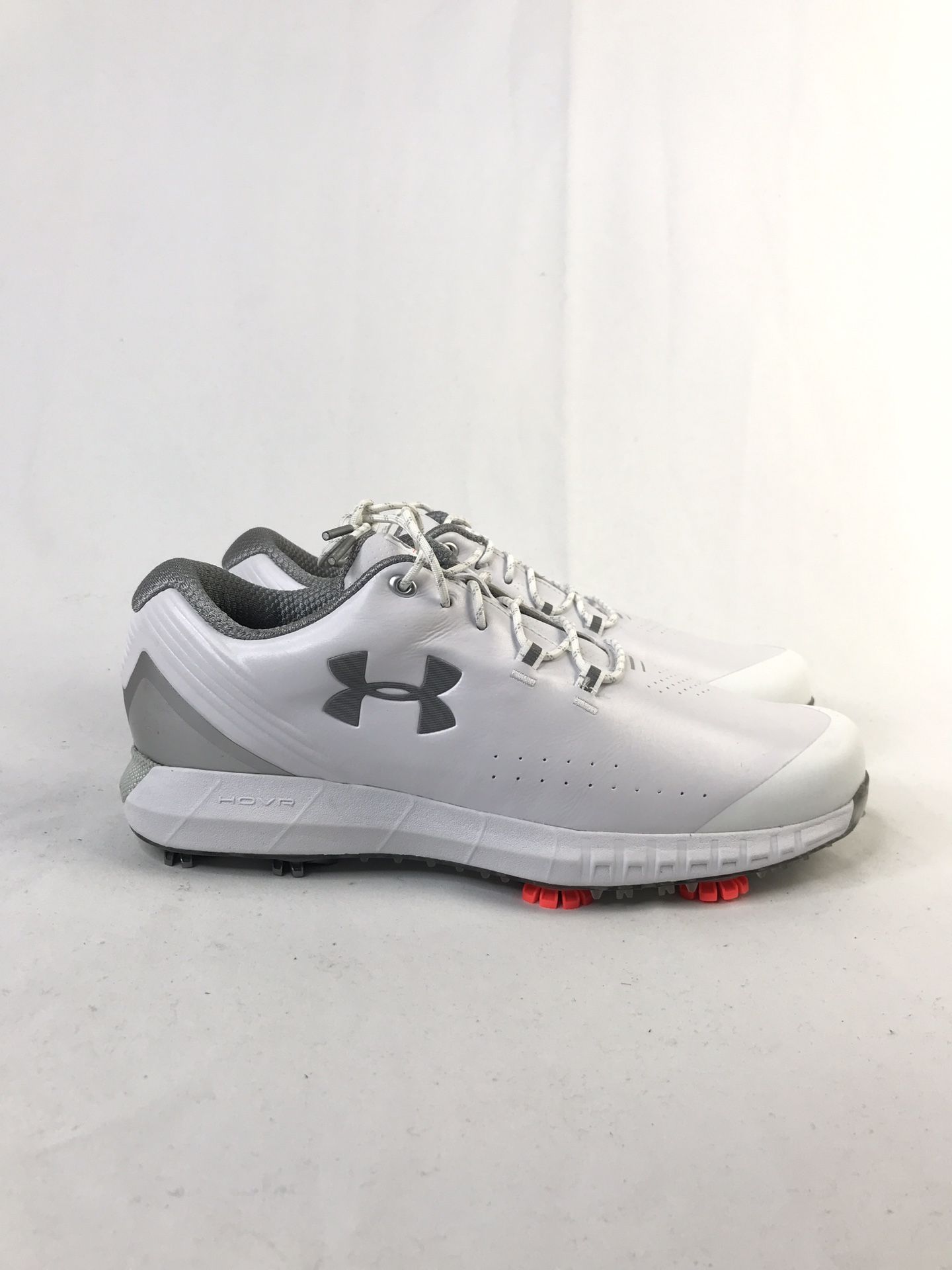 New Under Armour Men's HOVR Drive Spiked Golf Shoes White/Metallic Silver Size 8 New without box