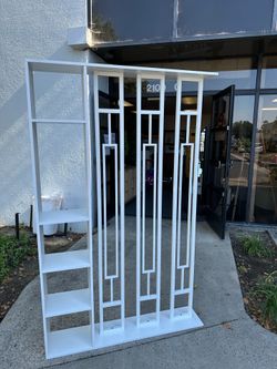 New 64”x48” White Room Divider 4 Shelves Room Divider Wall Partition