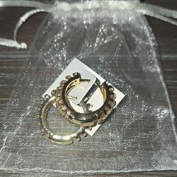 Gold Hoop Earrings with Crystal Accents