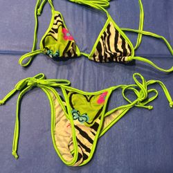 Zebra Neon Green Bikini