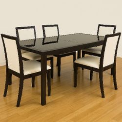 Modern Extendable Glass-Top Dining Set (5 Piece)